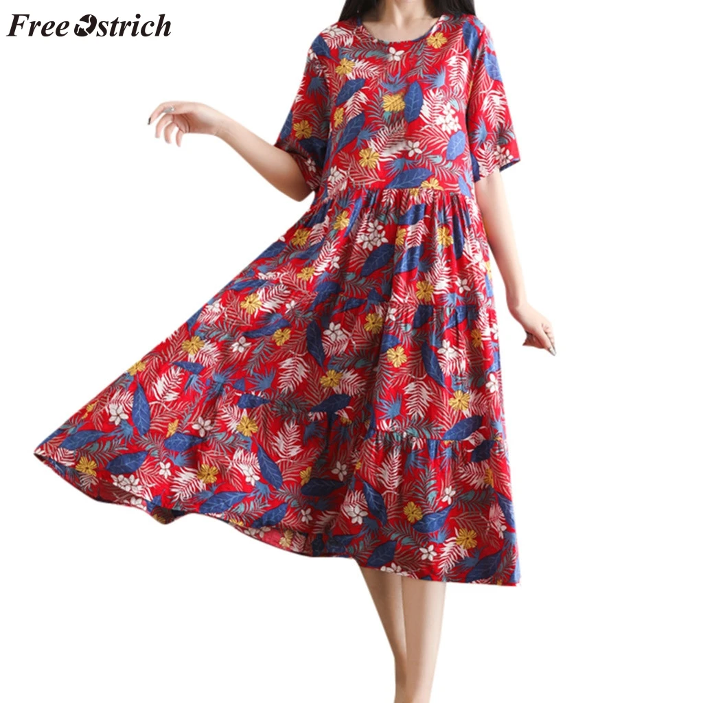 Бесплатная Страусиная женская летняя одежда в стиле ретро с короткими рукавами и