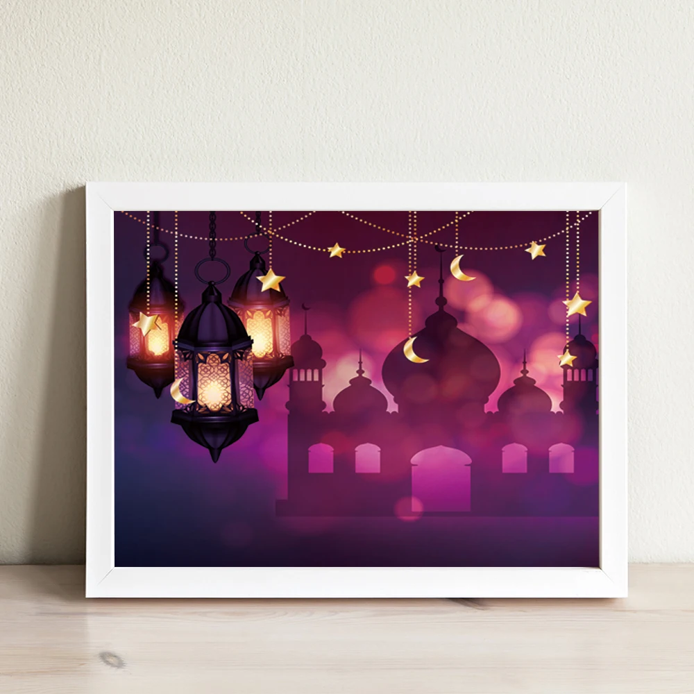 Allenjoy фуксия плакаты Eid фестиваль арабских мусульман фонари Луны Звездные