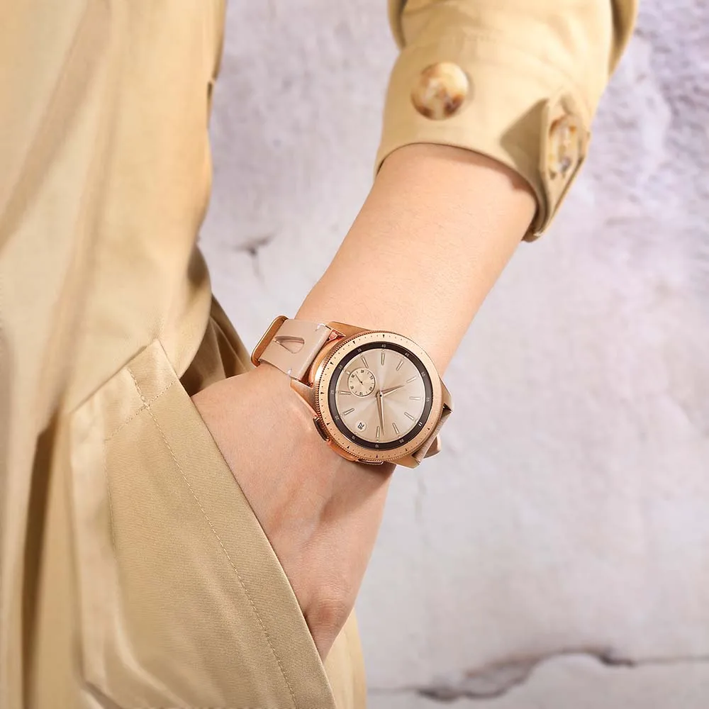 Ремешок для часов из натуральной кожи для samsung Galaxy Watch 42 мм/Active 2 40 мм 44 мм женский ремешок из розового золота Стальной ремешок с пряжкой