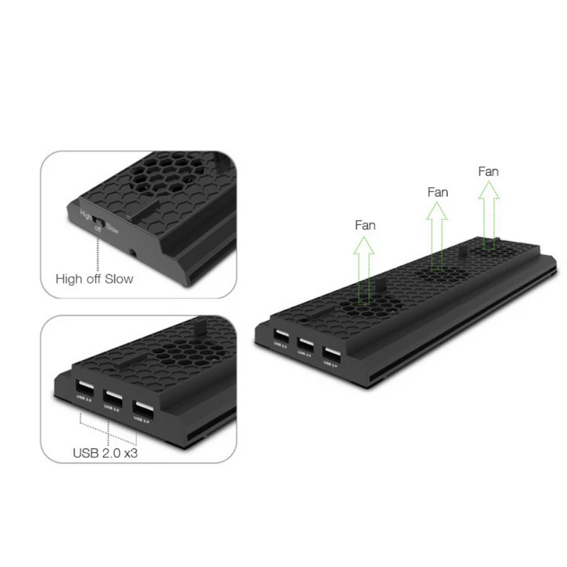Вертикальная подставка с охлаждающим вентилятором для Xbox one X консоли 3 USB портами