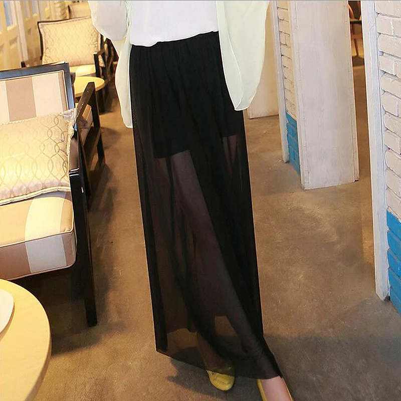 LANBAOSI летняя мода сексуальные женские длинные тюлевые юбки прозрачная сетчатая