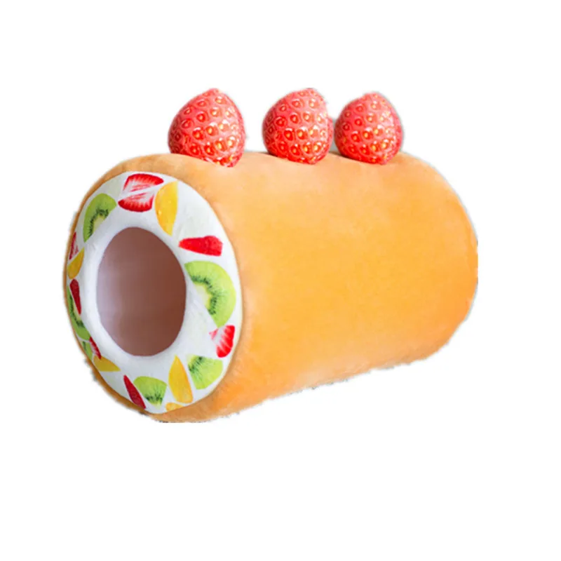 Cake Roll Домик для кошек, собак, коврик для кровати, подушка для питомцев, плюшевая в форме кошки, коврик для собак, кошачий наполнитель, зимние теплые жевательные игрушки, кровать для маленьких домашних животных, фруктовое терпкое гнездо - Цвет: Cake Roll