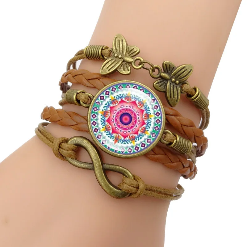 Женский браслет с подвеской в виде знака бесконечности|leather charm bracelet|charm braceletcharm