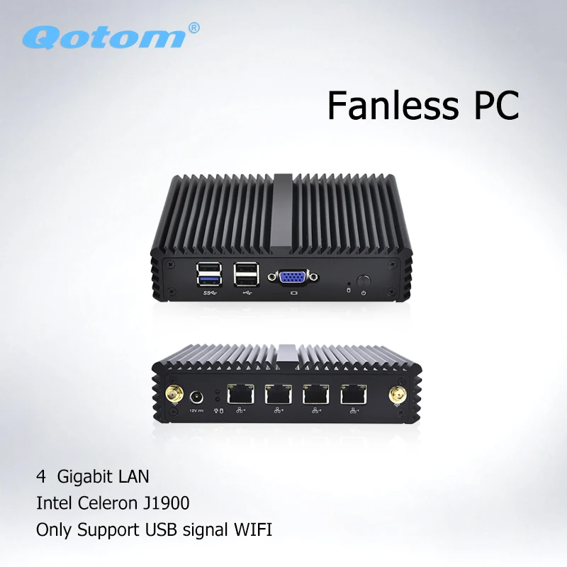 Qotom Мини ПК компьютер с baytrail j1900 X86 мини настольный OPNsense брандмауэр