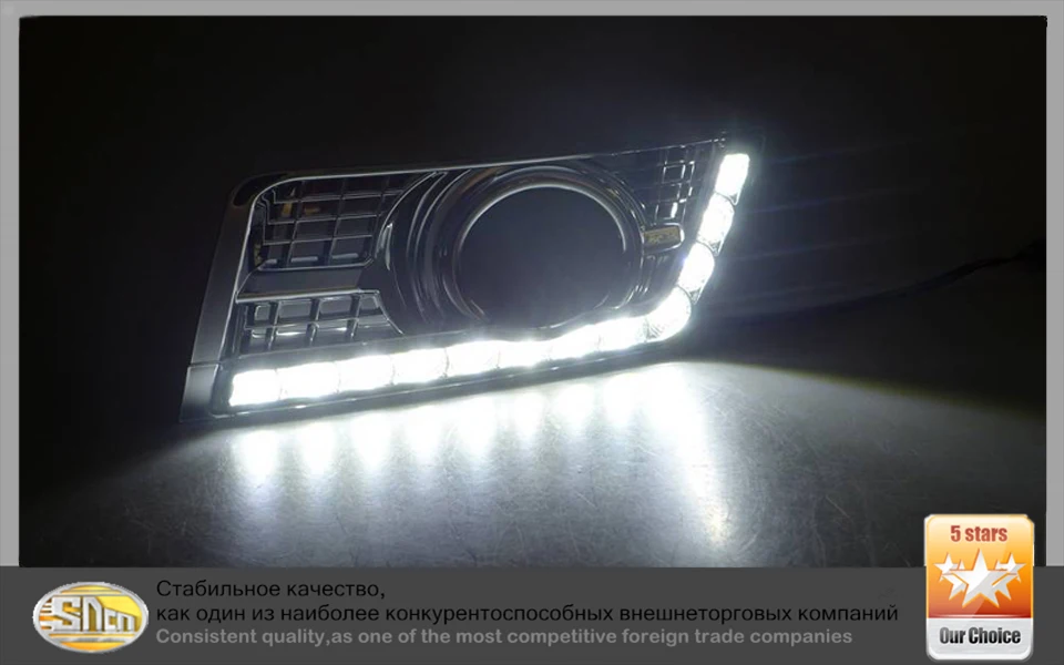 SNCN светодиодный дневные ходовые огни светильник для Cadillac SPX 2012 2013 светодиодный DRL с желтым поворота светильник хром колпак противотуманных фар