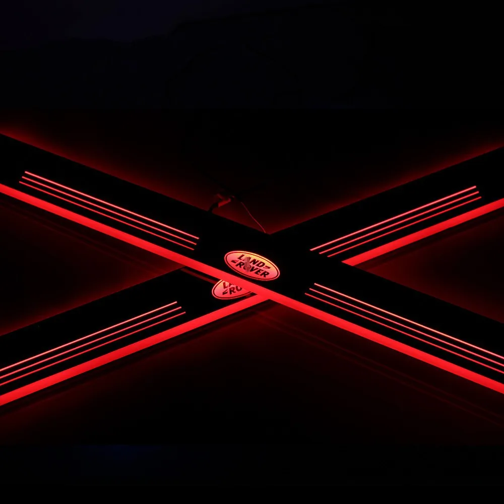 COOL !!! CUSTOM LED dynamicly moving car accessories door sill scuff plate welcome pedal threshold For Landrover Discovery 4 | Автомобили