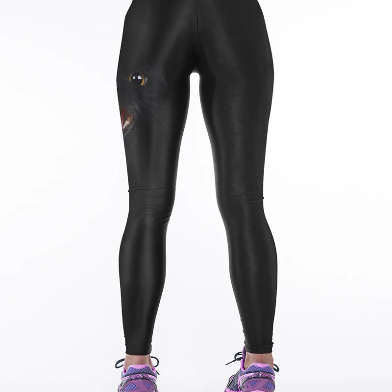 Новые С Высокой Талией Модные женские брюки с цифровым принтом и в виде черного