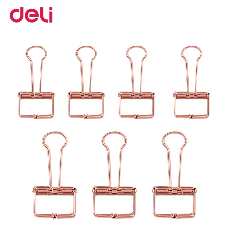 Deli 2 размера, розовое золото, выдолбленный дизайн, зажим для переплета, для офиса, школы, бумажный органайзер, канцелярские принадлежности, декоративные металлические зажимы