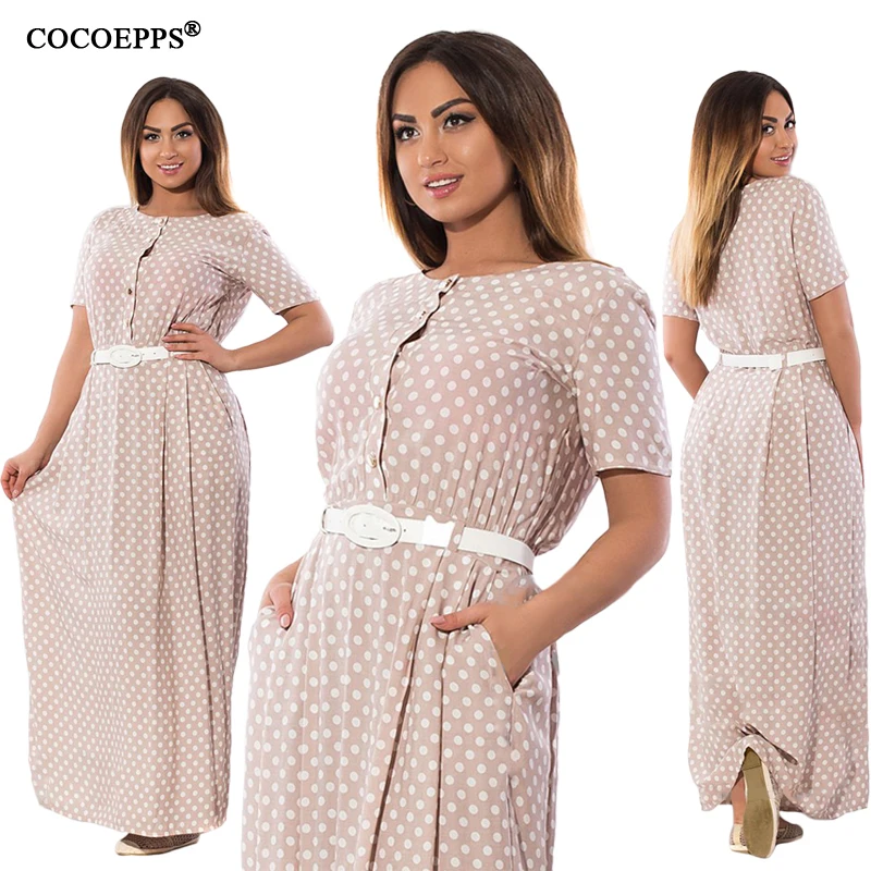

COCOEPPS Polka Dot Women Dresses Maxi Dress 2019 Summer Plus Size Elegant Bohemi Female Long Large Big Size Vestidos