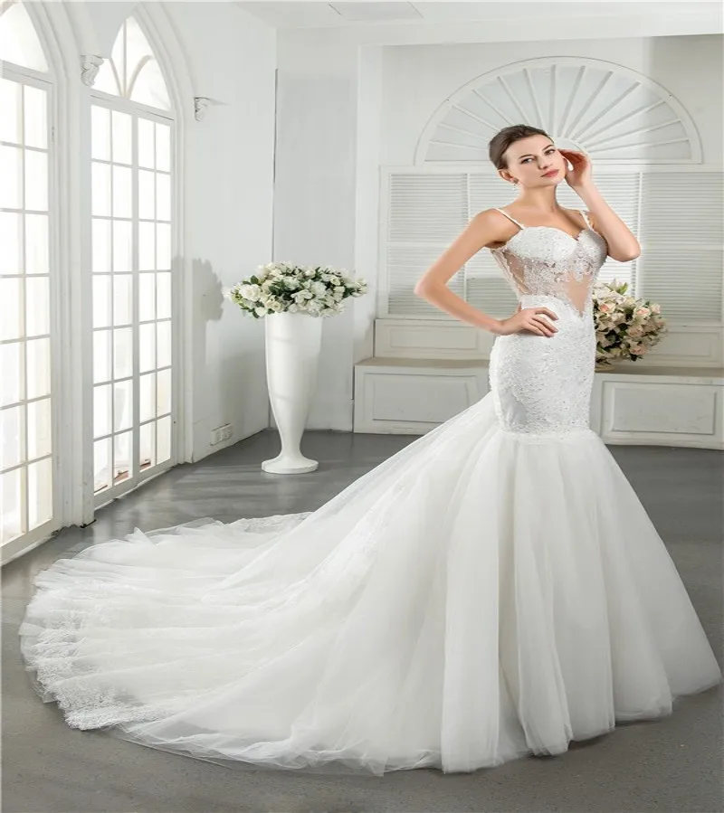 Сексуальная Русалка Свадебные Платья 2016 Sexy See through BacklessWedding Блестки Паффи Тюль