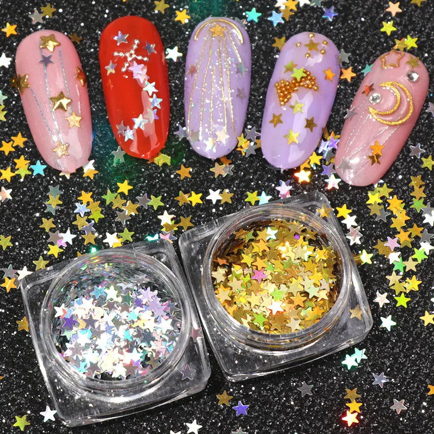 Блестка для ногтей NailMAD Star голографическая блестящая основа маникюрные