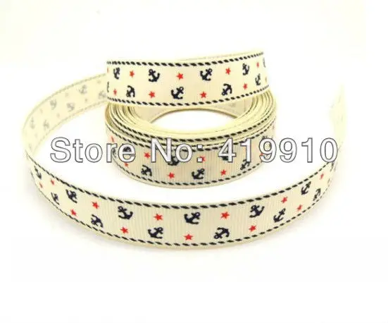 5 ярдов слоновой кости якорь и звезда 25 мм ширина Свадьба Ремесло печатных Grosgrain
