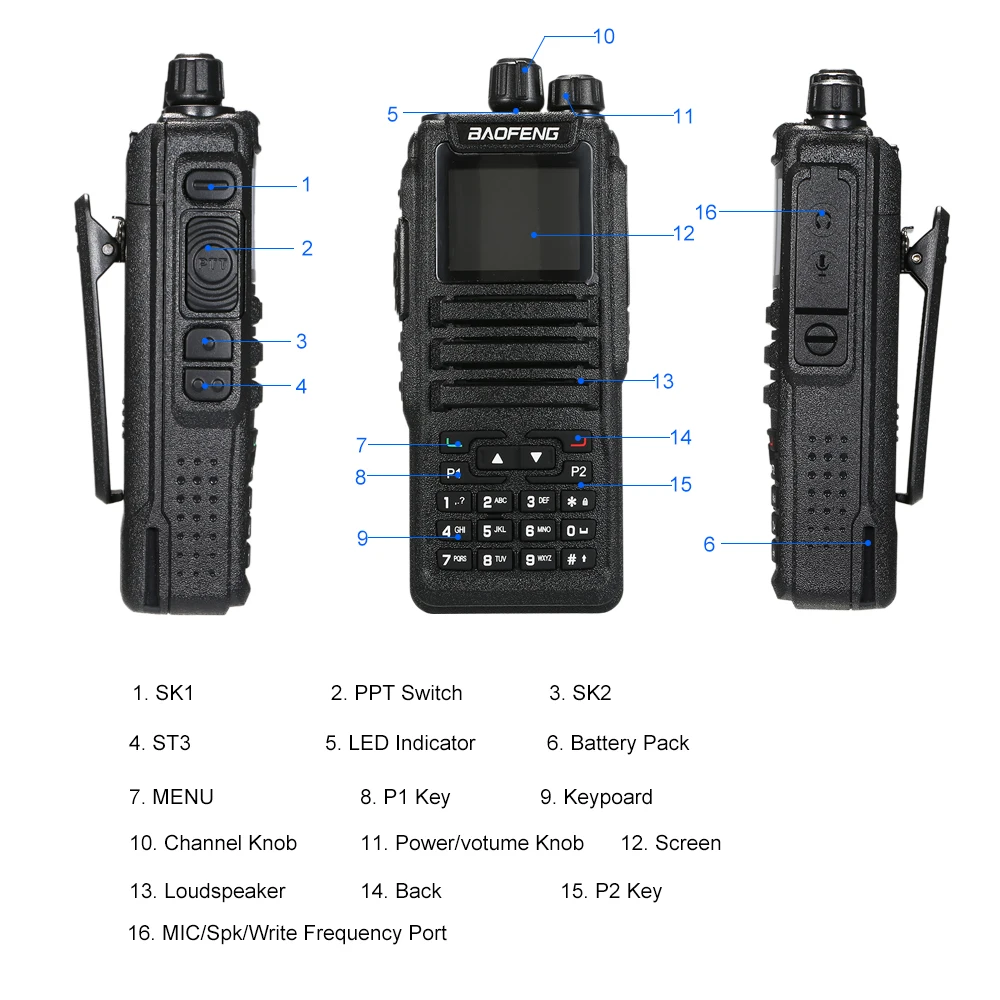 BAOFENG цифровая DM-1701 рация Двухдиапазонная VHF/UHF 136-174 MHz/400-470 MHz двухстороннее радио портативный приемопередатчик