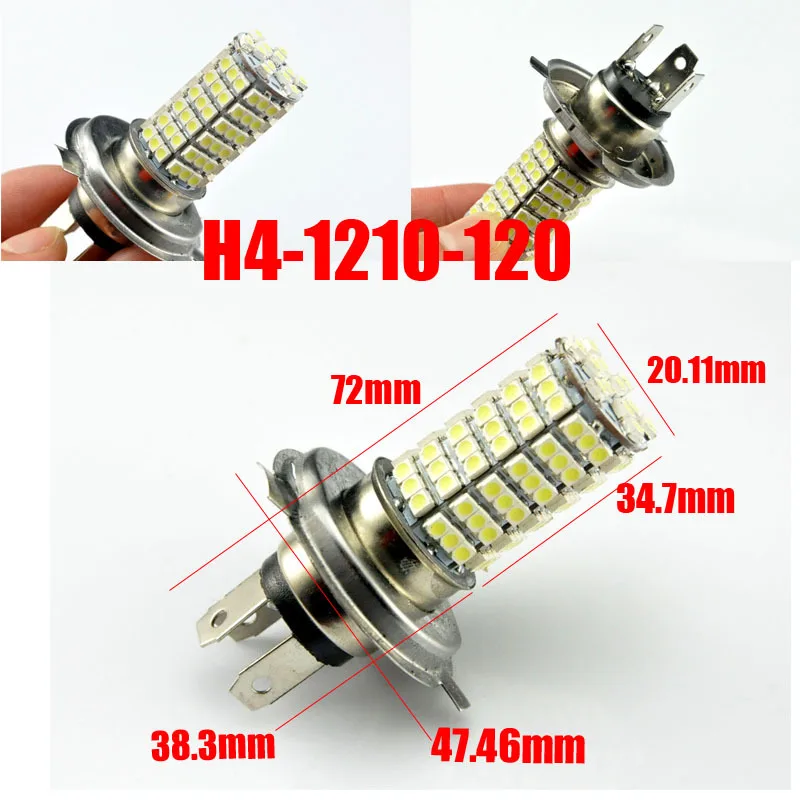 2 шт. автомобильные светодиодсветодиодный лампы H4 120 SMD 1210 3528 12 В|lamp 12v|super brightcar fog lamp