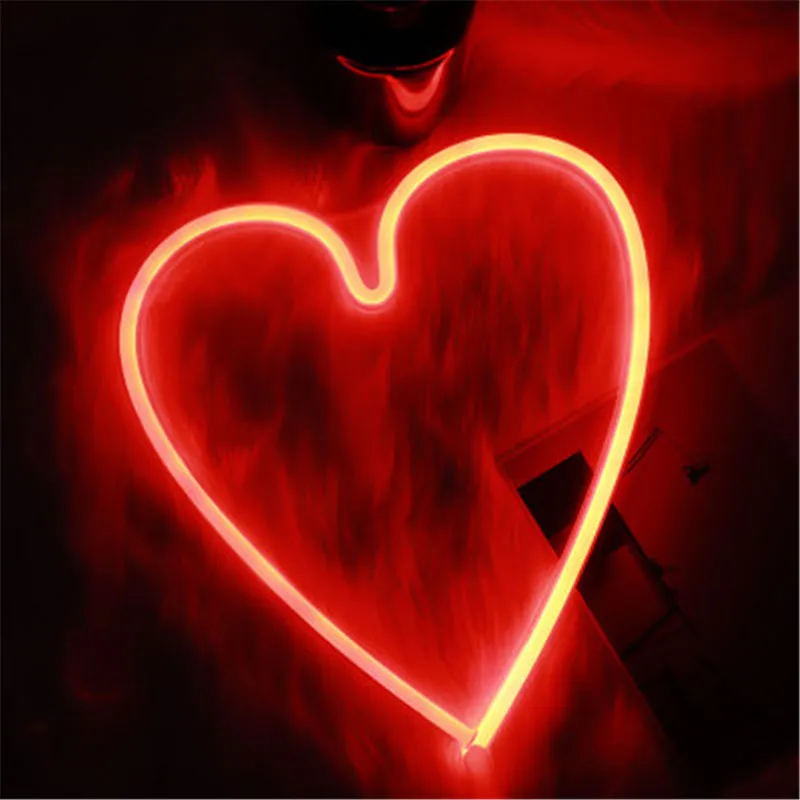 Red Heart Неоновые ночные светильники Фламинго Рождественская елка Коко угол, настенные Подвесные светодиодные лампы для Домашняя вечеринка, праздник украшения для детей безопасные подарки - Испускаемый цвет: Red Heart