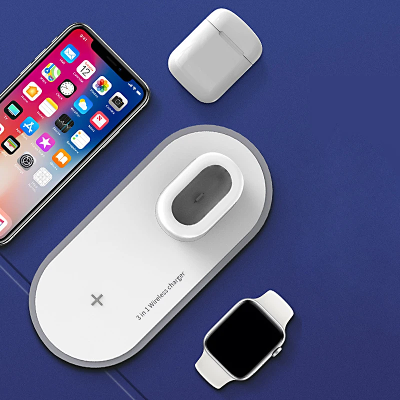 Беспроводное зарядное устройство 3 в 1 для iPhone 8 X Xr XS Samsung S9 беспроводное док