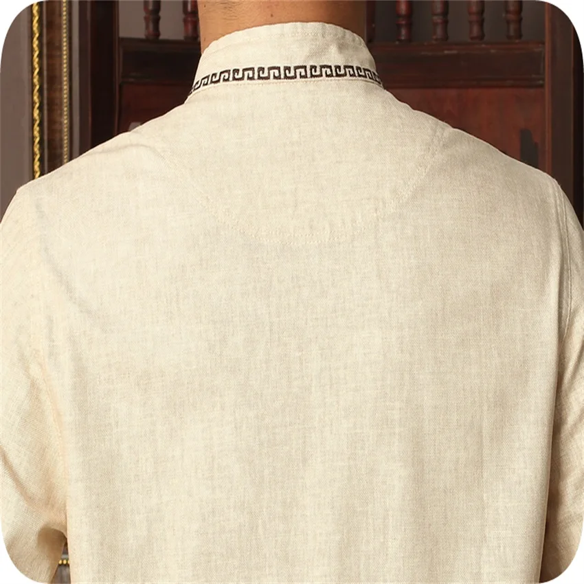 Горячая Распродажа Китайская традиционная Мужская рубашка из хлопка и льна в 17