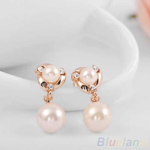 Женские серьги-пусеты с искусственным жемчугом модные серьги австрийскими