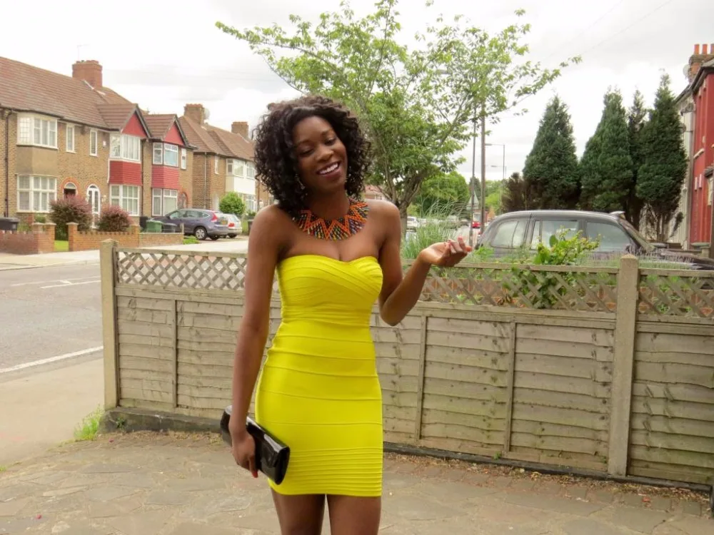 Классическое вискозное спандекс без бретелек Мини Дешевое знаменитое желтое