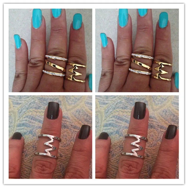 

Brand Gold Color Heart Beat Rings For Women Stainless Steel Electrocardiogram Rings Simple ECG Women Party Fashion Jewelry