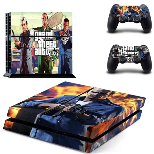 Grand Theft Авто V GTA5 наклейка для PS4 стикеры Наклейка Винил для sony Playstation 4 консоли и 2 Пульты ДУ игровых приставок наклейка для PS4 - Цвет: DPTM1336
