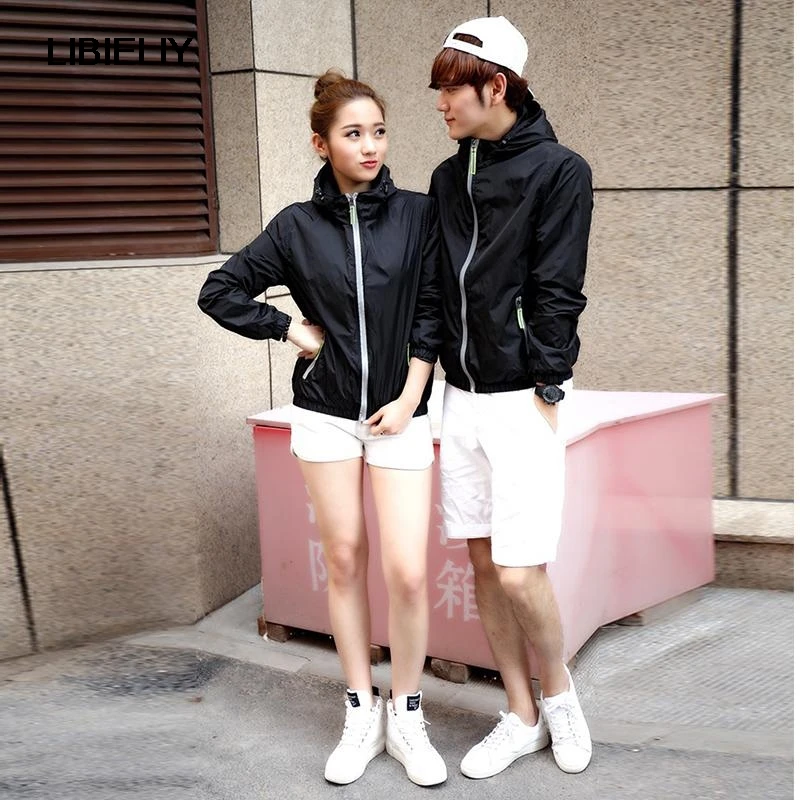 Красивая летняя Солнцезащитная одежда куртки для влюбленных пальто с капюшоном