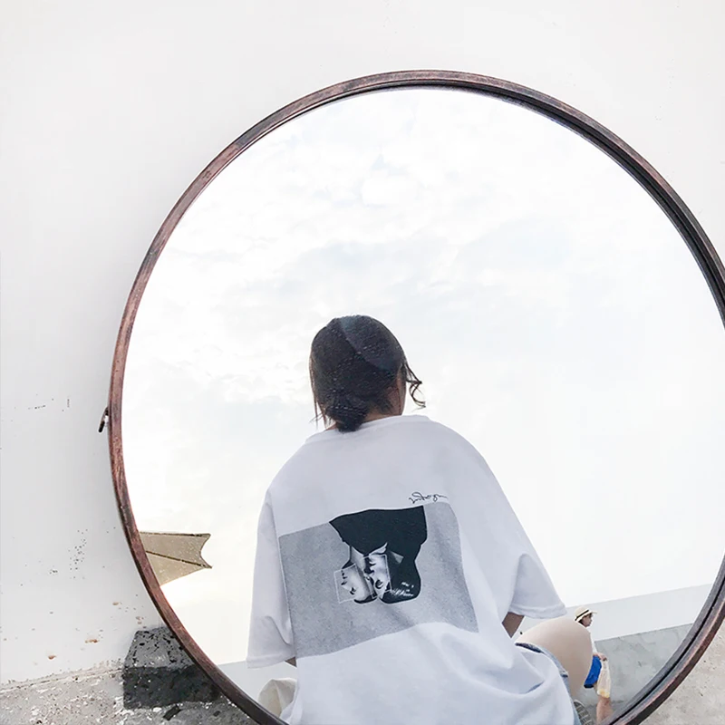 Женская футболка boyfriend белая оверсайз с коротким рукавом и круглой шеей | одежда