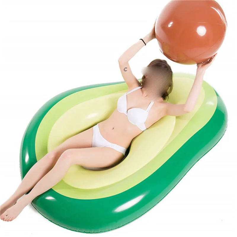 Надувной бассейн авокадо, плавающий ряд, летняя пляжная игрушка-плот для во...