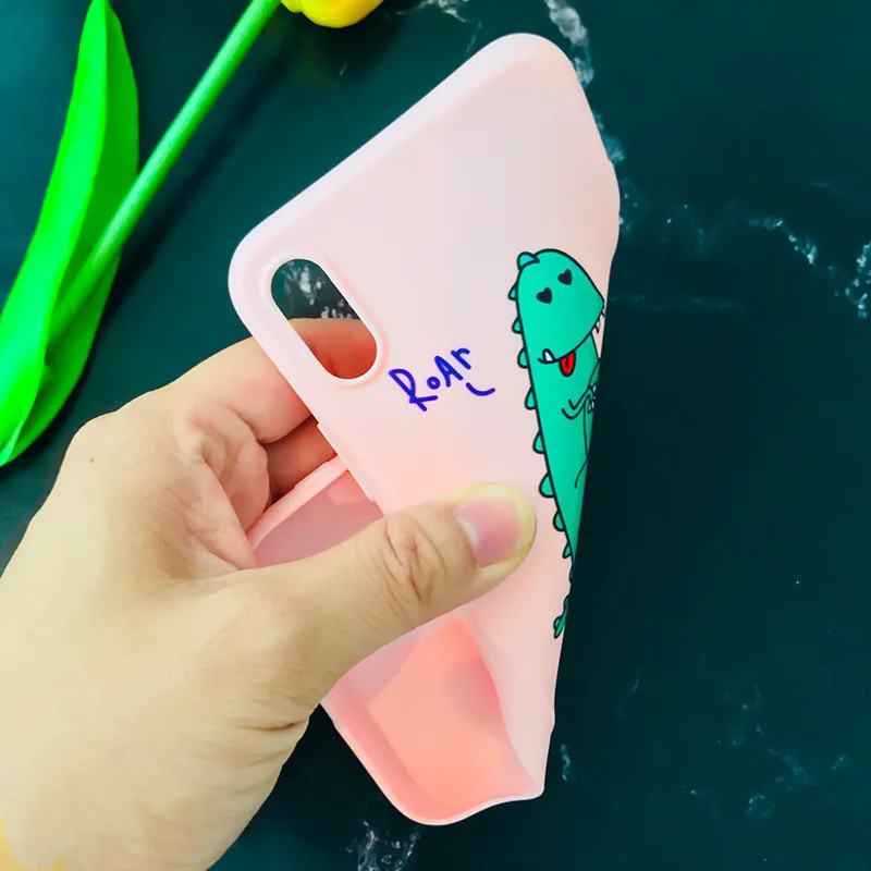 GYKZ милые зеленые чехлы с динозаврами для iPhone XR XS MAX X 7 8 6 6s Plus животные розовые