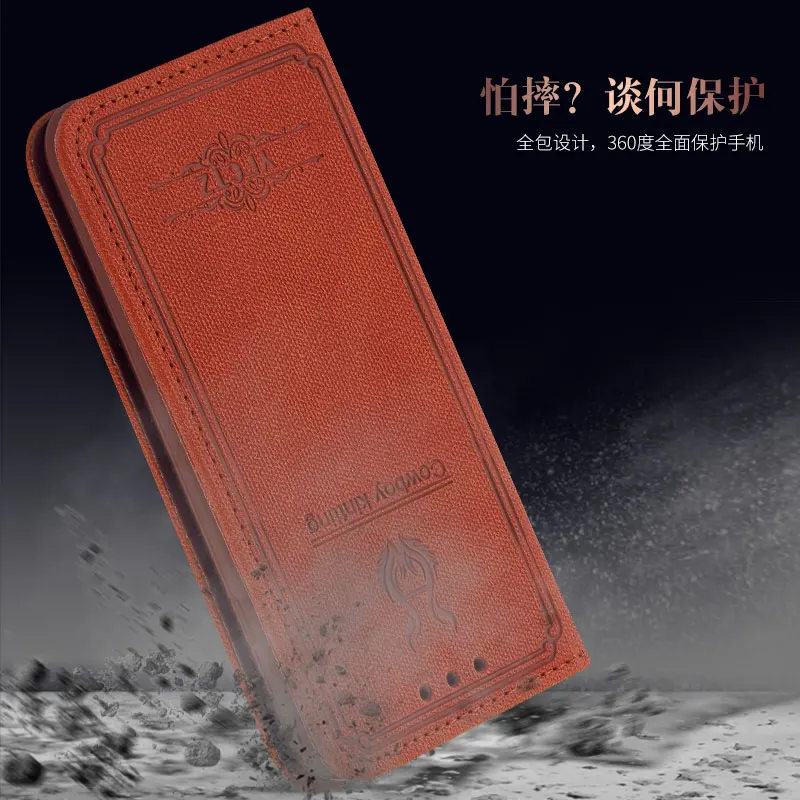 Ретро холст кожаный бумажник чехол Роскошный флип для iPhone 6 6s 7 Plus Coque силиконовый