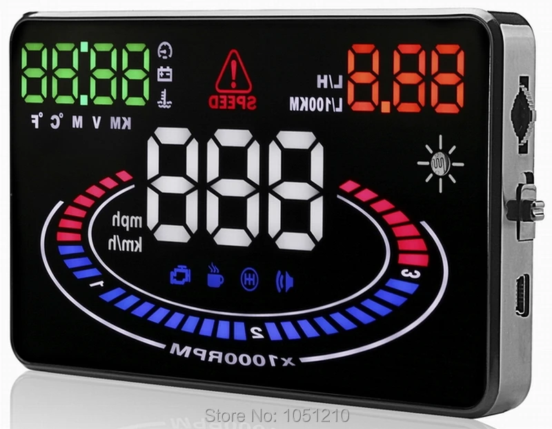 Ouchuangbo E300 5 дюймов OBDII EUOBD HUD Автомобильный дисплей с разноцветным двигателем