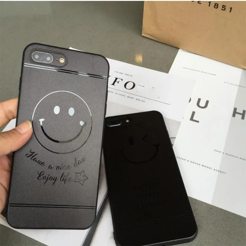 Black Color Matte Smile Couple Enjoy Life Mobile Phone Case For iphone 6 6s 6Plus 6sPlus 7 7Plus Scrub Anti-knock Cover Back TPU |