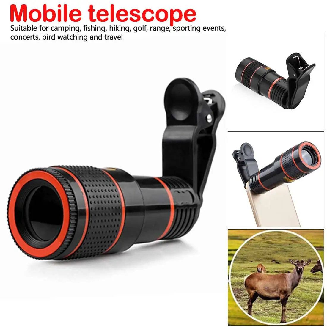 Универсальный 12X телеобъектив для мобильного телефона с фокусировкой и зумом