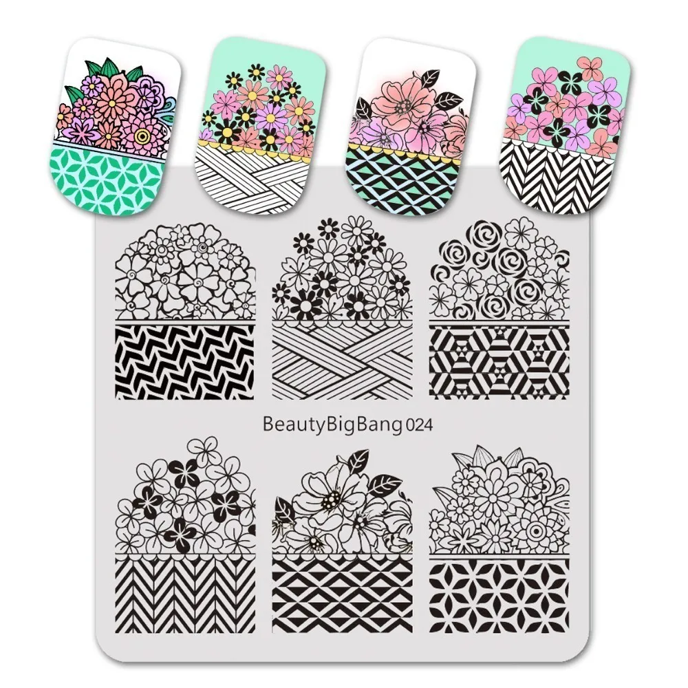 FL0038-2A Beautybigbang ногтей штамповки пластины полосатый улыбка лицо блок клип изображения 6 см нержавеющая сталь пластины для штамповки ногтей шаблон - Цвет: FL0038-2A