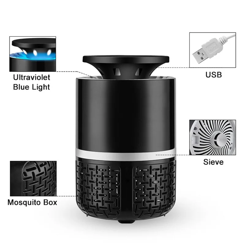 Электронный USB москитный светильник Ультрафиолетовый синий не радиационный