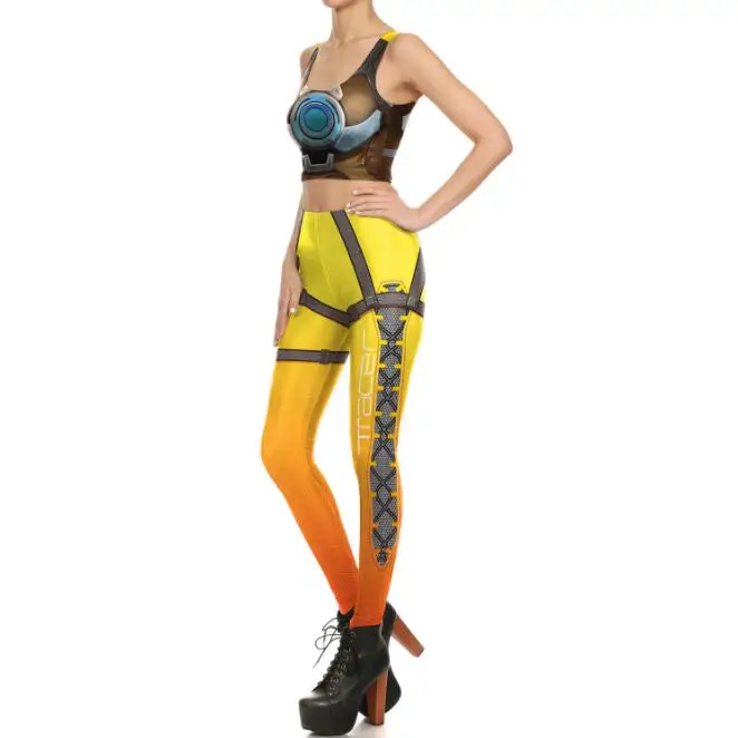 

COYOUNG бренд игра OW летний костюм Tracer для женщин Косплей топы и брюки Сексуальная аниме одежда костюм Удобные леггинсы колготки