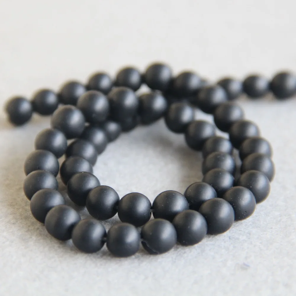 8mm Fashion Natural Black Onyx Beads Round DIY Stone Frosted Accessory Parts 15inch Grind Arenaceous Jewelry Making Design | Украшения и