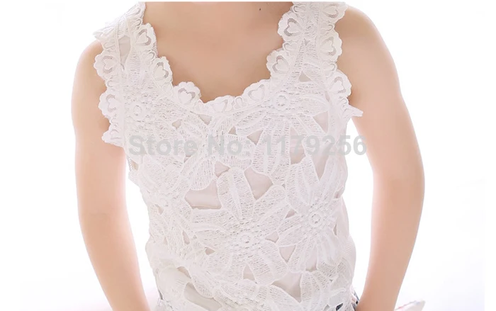 Новая кружевная блуза без рукавов 2015 для девочек открытая майка белая летняя