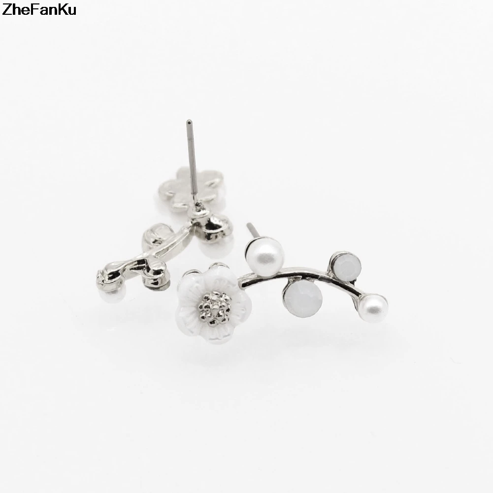 Серьги гвоздики с искусственным жемчугом и цветами|flower stud earrings|fashion earringsstud earrings |