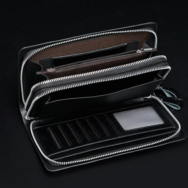 Men Wallets Pu Leather Fashion High Quality Male Long Clutch Purse Coin Pocket Zipper Wallet Men Purses Card