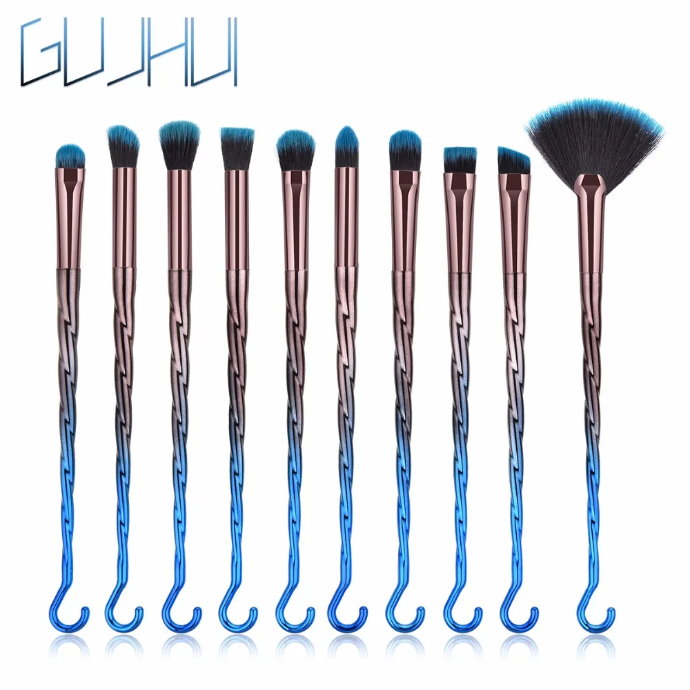 GUJHUI 10 шт Макияж Кисти Инструменты для красоты с обдувом яркие эксклюзивные кисти