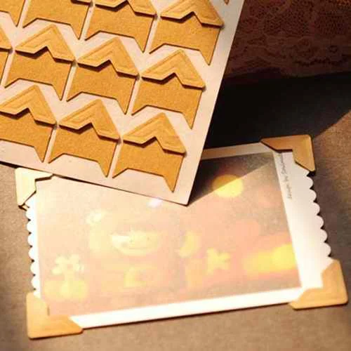 Brown 5 Sheets 120 шт./лот(5 листов) винтажные крафт-бумажные угловые наклейки для DIY фото альбомы для скрапбукинга украшения, коричневый/черный/белый/золотой - Цвет: Brown 5 Sheets