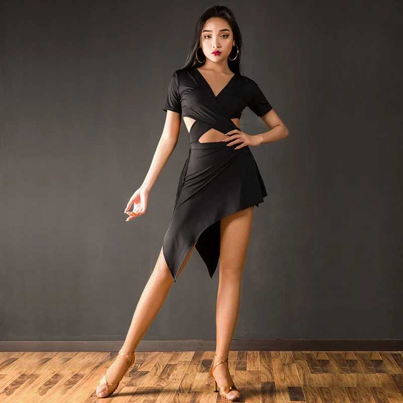 Black Women'S Skirt Femme Sexy Danse Ballroom Dance Competition Dresses Woman Latin Clothing Rumba Samba Dress DQS2009 | Тематическая