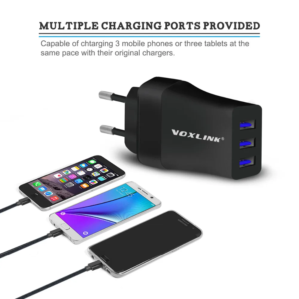 USB зарядное устройство VOXLINK быстрая зарядка 5 В 3 4 А порта настенное для