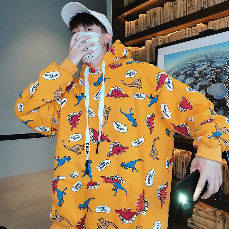 Женский Осенний Повседневный модный большой свободный размер M -2xl динозавр