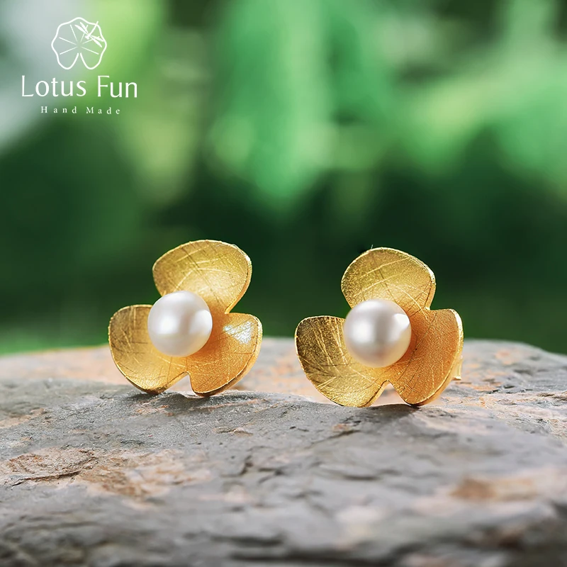 Lotus Fun реальные 925 стерлингового серебра серьги из натурального жемчуга хорошее