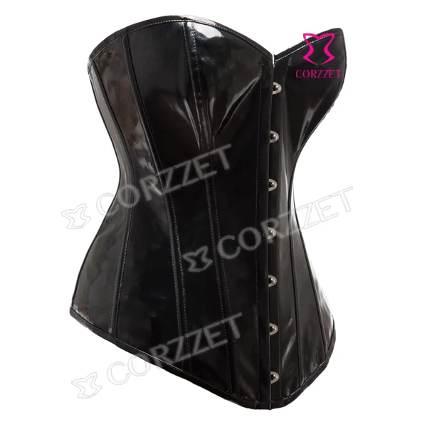 Женский сексуальный Обтягивающий корсет из ПВХ на завязках черный и корсеты для