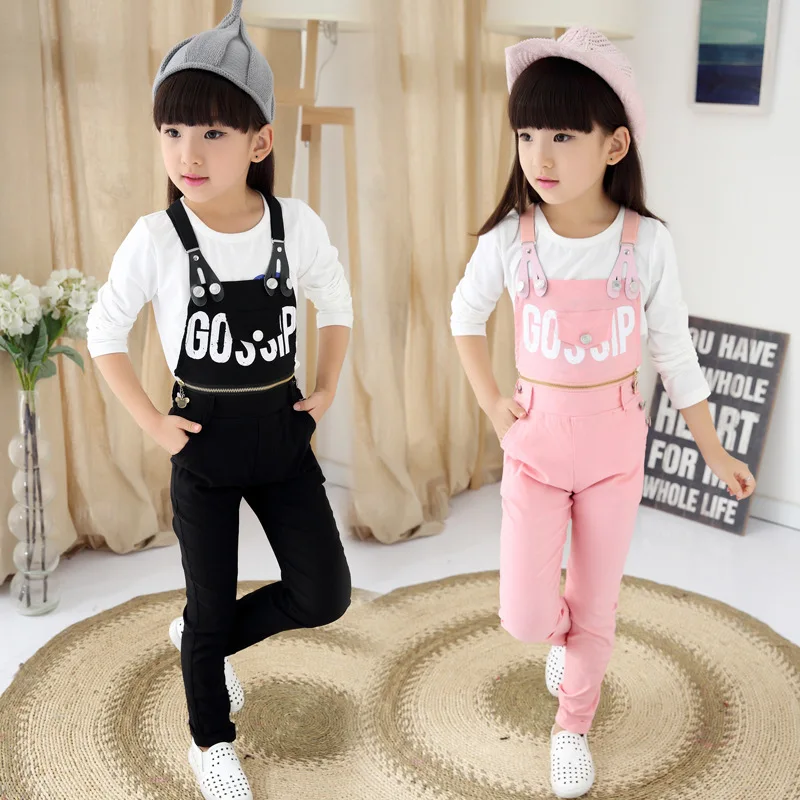 Девушки Комбинезоны 2016 Мода Осень Дети Письмо Молния Fly Теплые для Детей Новый