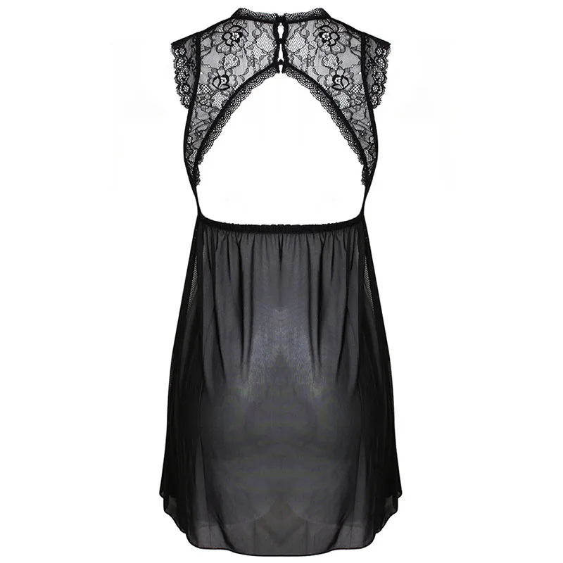 Для женщин Sexy Глубокий V шеи белье Babydoll пижамы нижнее кружевное пальто ночное