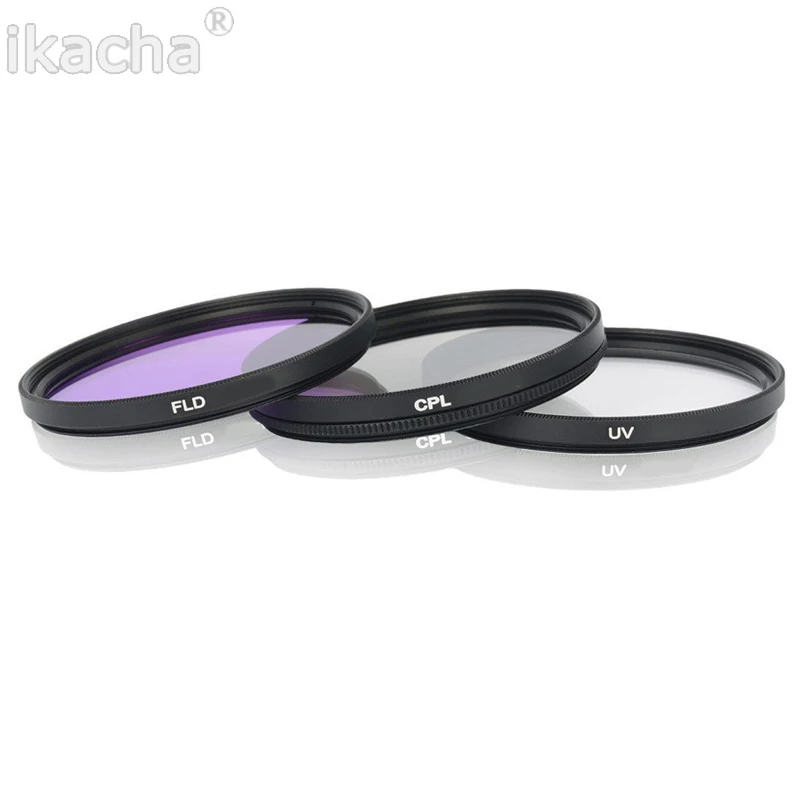 52 мм 55 58 62 67 72 77 UV + CPL FLD 3 в 1 Набор фильтров для объектива с сумкой камеры Canon Nikon Sony